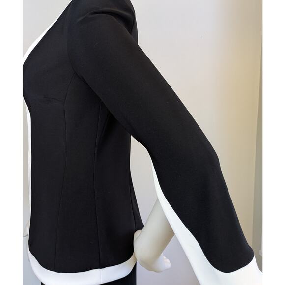 Joseph Ribkoff Blazer 4 Black Ivory Split Sleeve Tailored Sophisticated Jacket - Picture 4 of 9